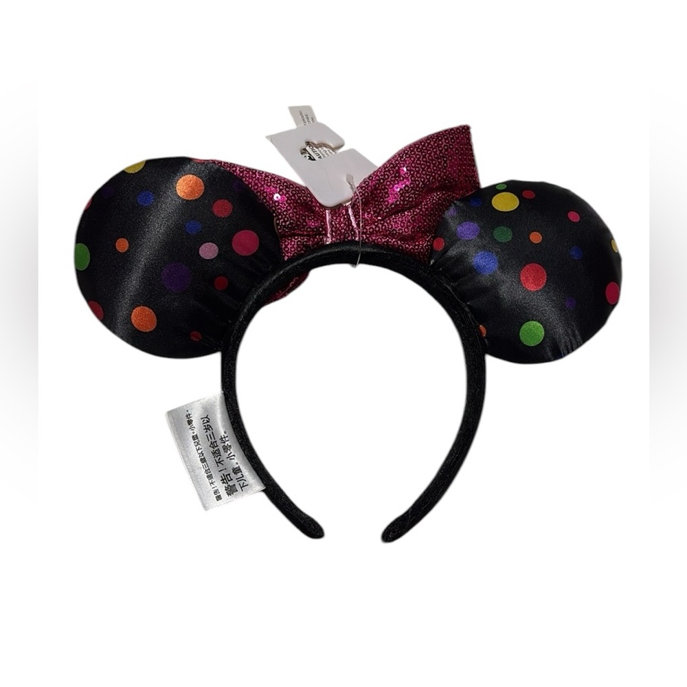 NWT Disney Parks Exclusive Sequin Polka Dot Pink Bow Minnie Mouse Ears Headband